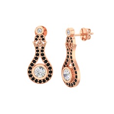 Lale Küpe - Swarovski ve siyah zirkon 14 ayar rose altın küpe #s8kn7l