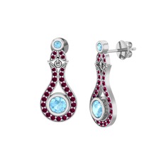 Lale Küpe - Akuamarin ve rodolit garnet 925 ayar gümüş küpe #twskr9