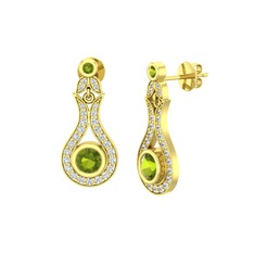 Lale Küpe - Peridot ve swarovski 14 ayar altın küpe #vwirgf