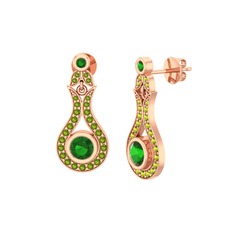 Lale Küpe - Yeşil kuvars ve peridot 18 ayar rose altın küpe #xayd2r