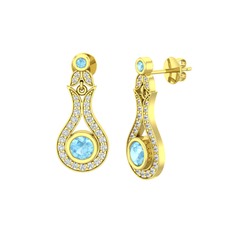 Lale Küpe - Akuamarin ve swarovski 14 ayar altın küpe #xcs4qm