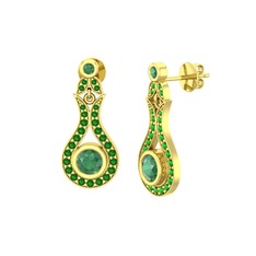 Lale Küpe - Kök zümrüt ve yeşil kuvars 18 ayar altın küpe #xzin6z