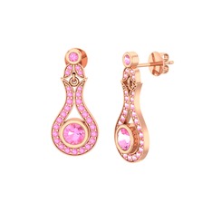 Lale Küpe - Pembe kuvars 18 ayar rose altın küpe #y80ask