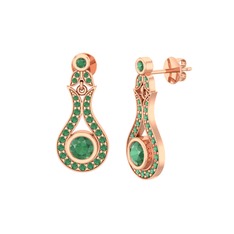 Lale Küpe - Kök zümrüt 18 ayar rose altın küpe #zikl4c