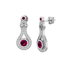 Lale Küpe - Rodolit garnet ve swarovski 925 ayar gümüş küpe #zsaopz