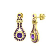 Lale Küpe - Ametist 8 ayar altın küpe #zvfw60