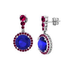 Lab safir ve rodolit garnet 18 ayar beyaz altın küpe
