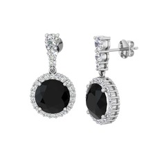 Lavinya Küpe - Siyah zirkon ve swarovski 14 ayar beyaz altın küpe #10hmjj5