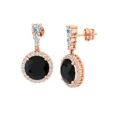 Siyah zirkon ve swarovski 18 ayar rose altın küpe