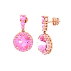 Pembe kuvars 14 ayar rose altın küpe