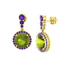 Peridot ve ametist 8 ayar altın küpe