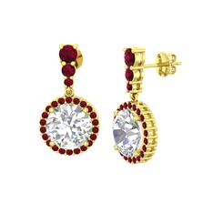 Swarovski ve kök yakut 14 ayar altın küpe