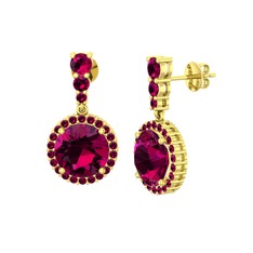 Rodolit garnet 14 ayar altın küpe