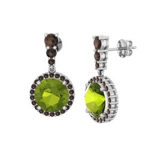 Peridot ve dumanlı kuvars 925 ayar gümüş küpe