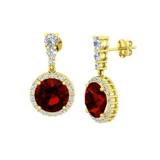 Garnet ve swarovski 14 ayar altın küpe