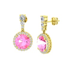 Lavinya Küpe - Pembe kuvars ve swarovski 18 ayar altın küpe #1794ecj