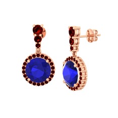 Lavinya Küpe - Lab safir ve garnet 18 ayar rose altın küpe #19fdnyt
