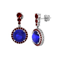 Lavinya Küpe - Lab safir ve garnet 14 ayar beyaz altın küpe #19qgx3g