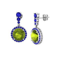 Lavinya Küpe - Peridot ve lab safir 14 ayar beyaz altın küpe #19rvr70