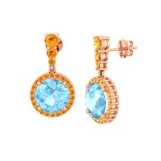 Lavinya Küpe - Akuamarin ve sitrin 925 ayar rose altın kaplama gümüş küpe #1b3gfkp