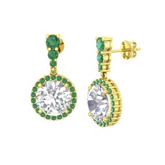 Lavinya Küpe - Swarovski ve kök zümrüt 18 ayar altın küpe #1bi1ew3