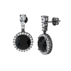 Lavinya Küpe - Siyah zirkon ve swarovski 925 ayar siyah rodyum kaplama gümüş küpe #1duc1v