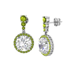 Swarovski ve peridot 14 ayar beyaz altın küpe