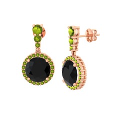 Lavinya Küpe - Siyah zirkon ve peridot 18 ayar rose altın küpe #1febjlf