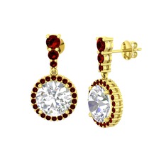 Swarovski ve garnet 14 ayar altın küpe