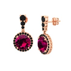 Lavinya Küpe - Rodolit garnet ve siyah zirkon 18 ayar rose altın küpe #1fgxj8y