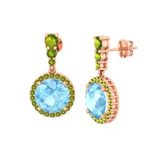 Lavinya Küpe - Akuamarin ve peridot 14 ayar rose altın küpe #1g1sbvl