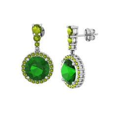 Lavinya Küpe - Yeşil kuvars ve peridot 14 ayar beyaz altın küpe #1gi6x8w
