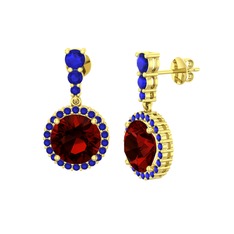 Lavinya Küpe - Garnet ve lab safir 925 ayar altın kaplama gümüş küpe #1kavl57