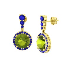 Lavinya Küpe - Peridot ve lab safir 925 ayar altın kaplama gümüş küpe #1l10rdu