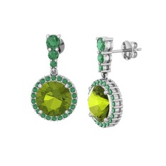 Lavinya Küpe - Peridot ve kök zümrüt 8 ayar beyaz altın küpe #1n68dtc