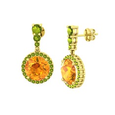 Lavinya Küpe - Sitrin ve peridot 925 ayar altın kaplama gümüş küpe #1njdf7d