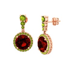 Lavinya Küpe - Garnet ve peridot 14 ayar rose altın küpe #1nwczii