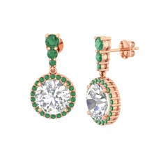 Lavinya Küpe - Swarovski ve kök zümrüt 14 ayar rose altın küpe #1p3ln3p