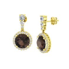 Lavinya Küpe - Dumanlı kuvars ve swarovski 925 ayar altın kaplama gümüş küpe #1sf53ew