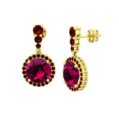 Lavinya Küpe - Rodolit garnet ve garnet 18 ayar altın küpe #1socd4f