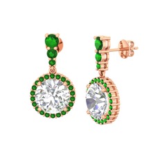 Swarovski ve yeşil kuvars 8 ayar rose altın küpe