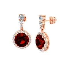 Lavinya Küpe - Garnet ve swarovski 14 ayar rose altın küpe #1szdfep