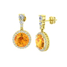 Lavinya Küpe - Sitrin ve swarovski 925 ayar altın kaplama gümüş küpe #1ta4982