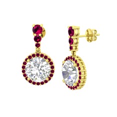 Swarovski ve rodolit garnet 8 ayar altın küpe