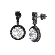 Lavinya Küpe - Swarovski ve siyah zirkon 925 ayar siyah rodyum kaplama gümüş küpe #1utlaqc