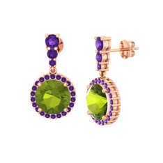 Lavinya Küpe - Peridot ve ametist 18 ayar rose altın küpe #1vxuws4