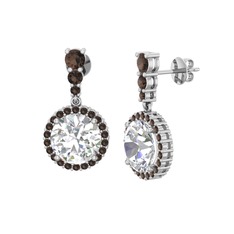Lavinya Küpe - Swarovski ve dumanlı kuvars 8 ayar beyaz altın küpe #1w2r5p0