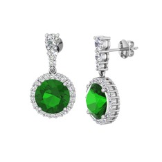 Lavinya Küpe - Yeşil kuvars ve beyaz zirkon 18 ayar beyaz altın küpe #1wsim4t