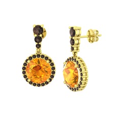 Lavinya Küpe - Sitrin ve dumanlı kuvars 925 ayar altın kaplama gümüş küpe #1xfi8qz