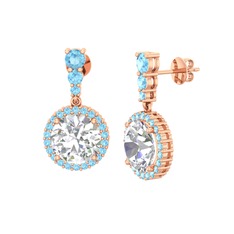 Lavinya Küpe - Swarovski ve akuamarin 8 ayar rose altın küpe #1xrc0f3